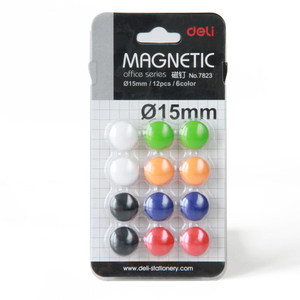 得力磁釘彩色白板磁扣磁釘/強磁磁珠/吸鐵石卡裝多種規格 磁鐵黑板貼小號磁扣可愛磁貼強力貼教學用具磁吸